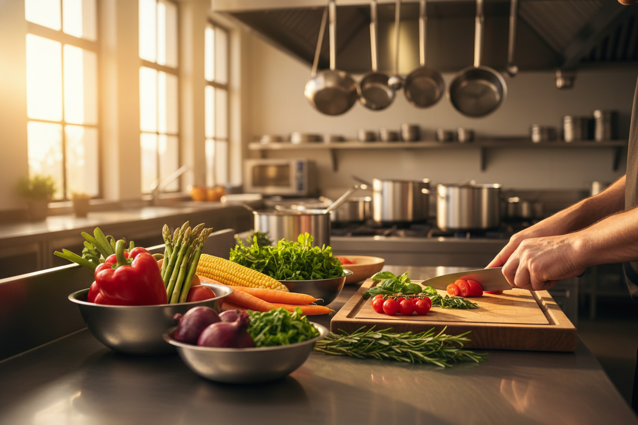 Préparation fraîche en cuisine